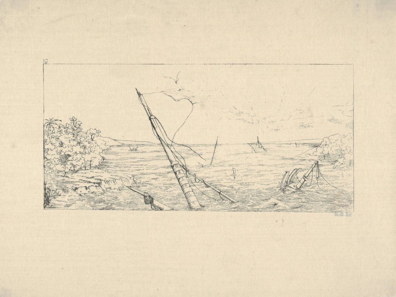 Stone Blockade off Charleston, South Carolina from Confederate War Etchings by Adalbert John Volck