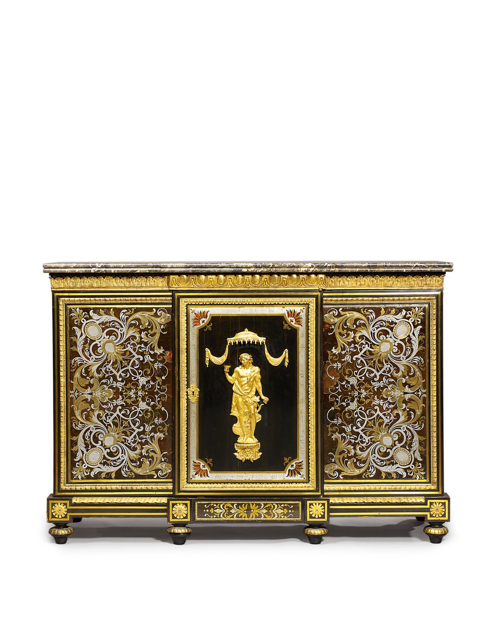 Louis XVI side cabinet, commissioned by the Marchand-Mercier Claude-Francois Julliot, incorporating Louis XIV marquetry panels, c.1775-1800 by Adam (attr. to) Weisweiler