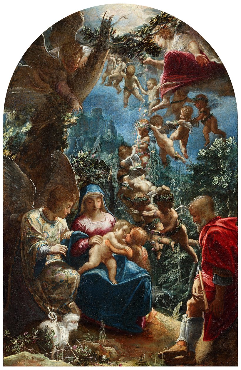 The Holy Family with Angels and John the Baptist by Adam Elsheimer