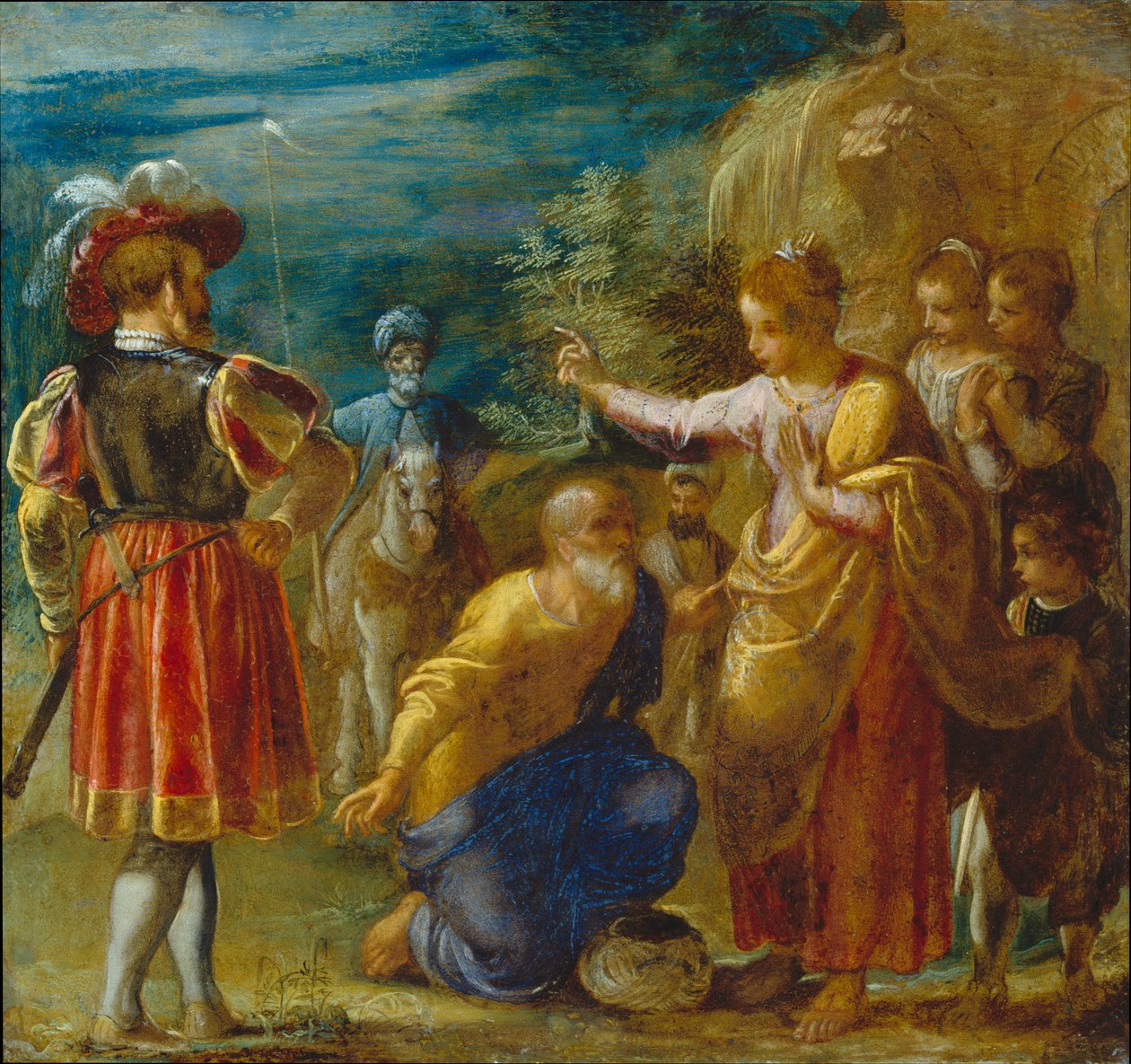The Frankfurt Altarpiece of the Exaltation of the True Cross: The Questioning of the Jew (bottom left) by Adam Elsheimer