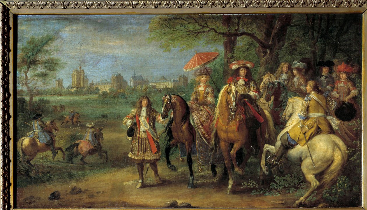 King Louis XIV and Queen Marie-Therese of Austria Walking in Front of the Castle of Vincennes by Adam Frans van der Meulen