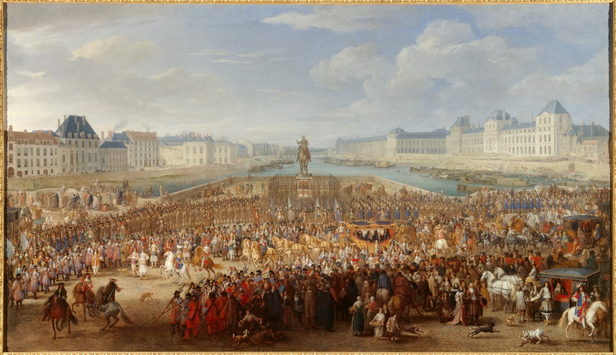 King Louis XIV (1638-1715) Crossing the Pont Neuf in His Carriage by Adam Frans van der Meulen