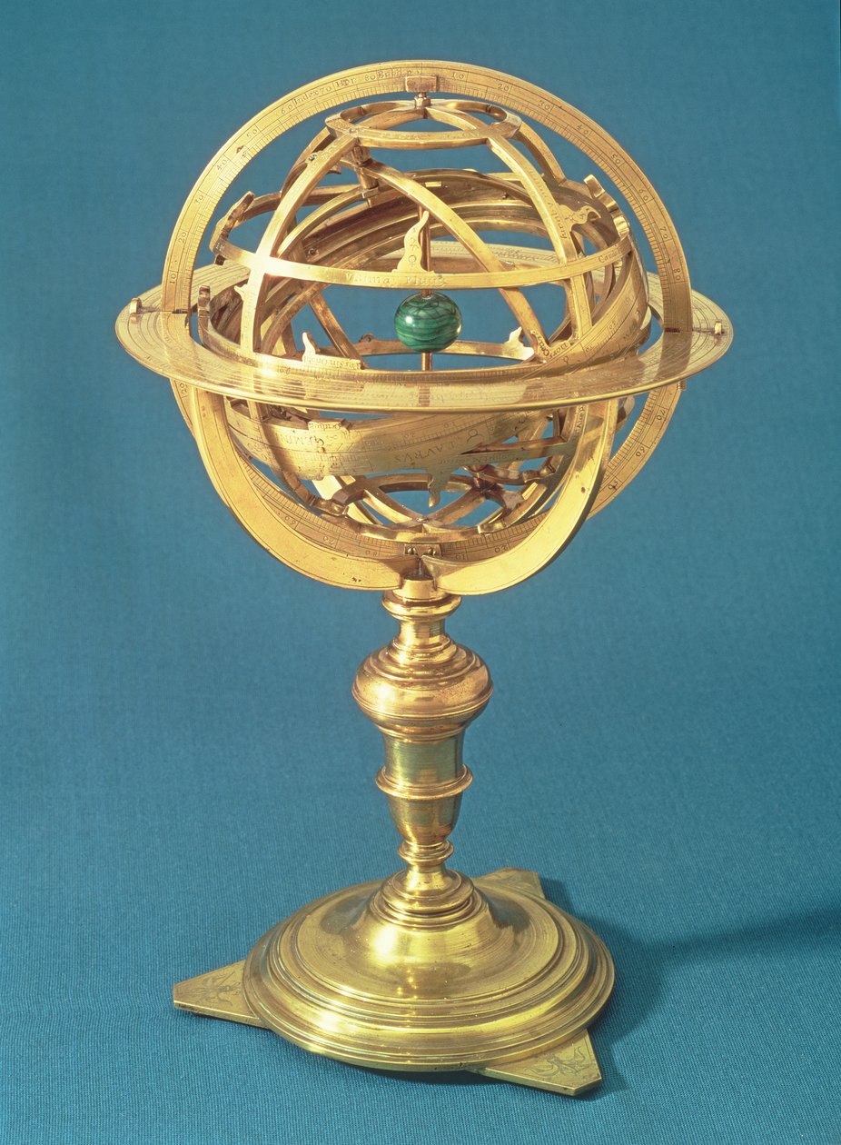 Armillary sphere made on the Ptolemaic system, Rome by Adam Heroldt