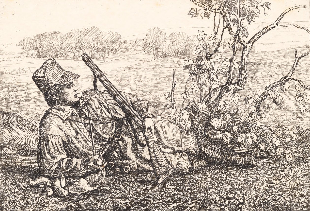 Landscape with a Resting Hunter by Adam Müller