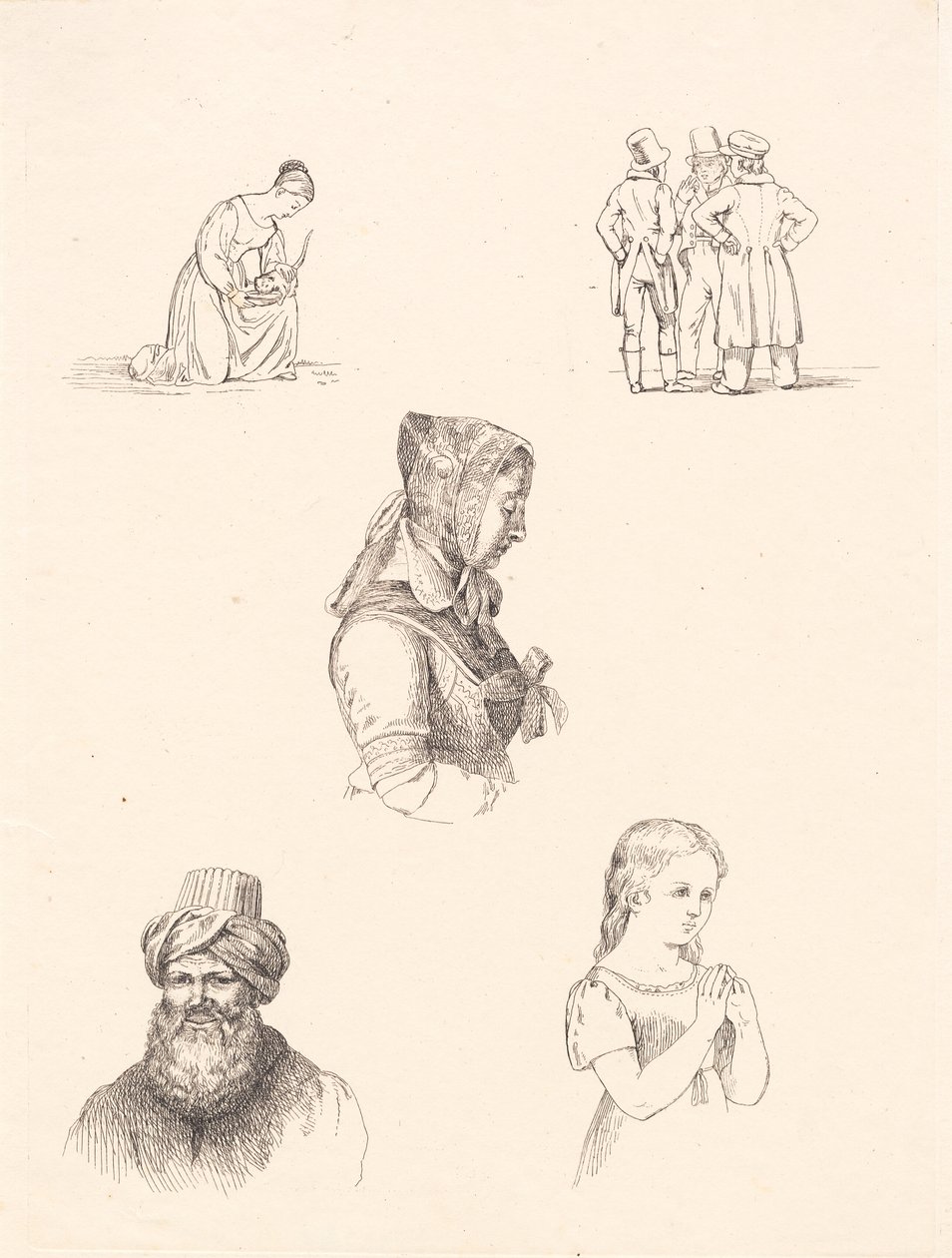 Sample Sheet with Figure Studies by Adam Müller