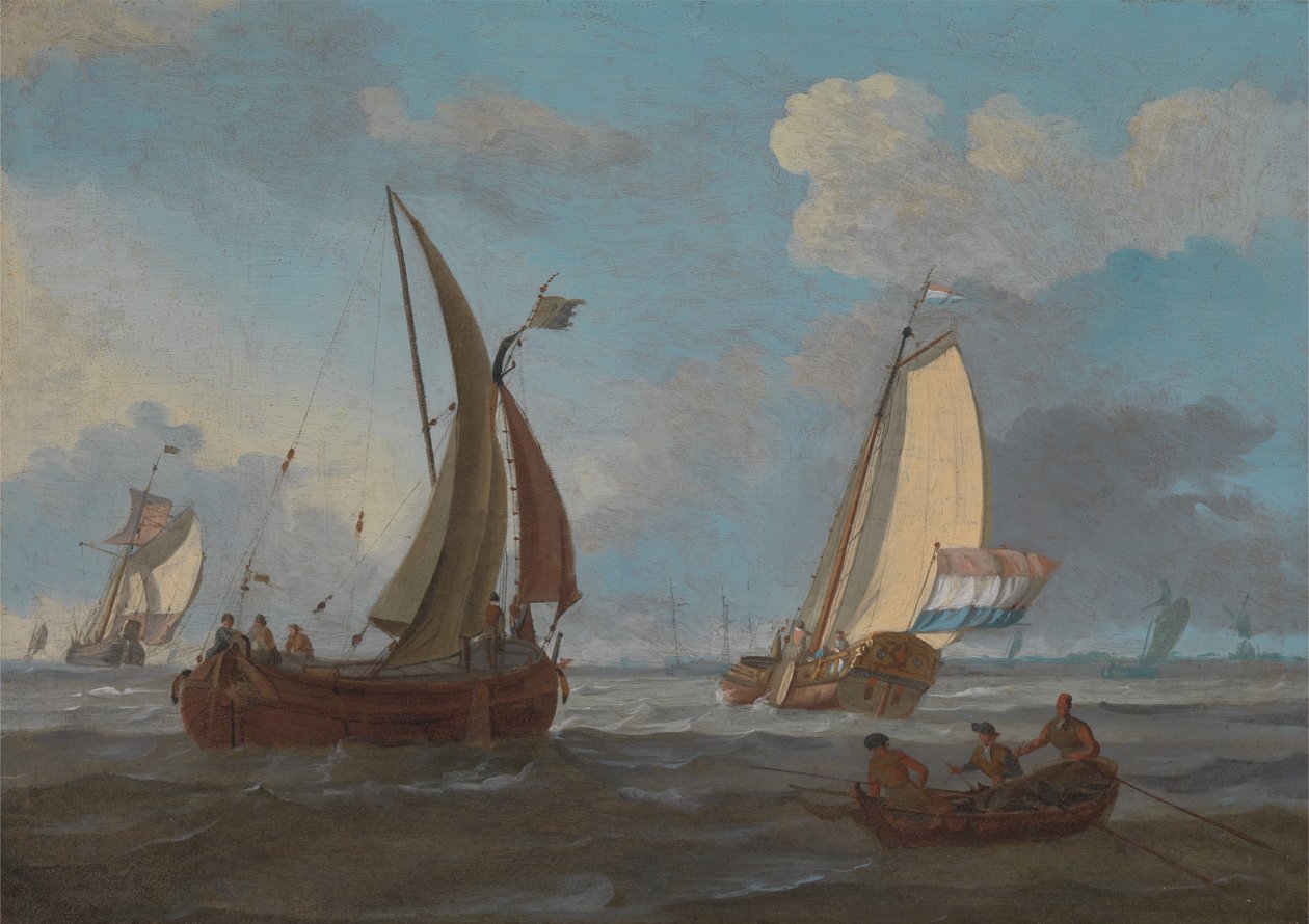 Dutch Shipping off the Low Countries, 18th century by Adam Silo
