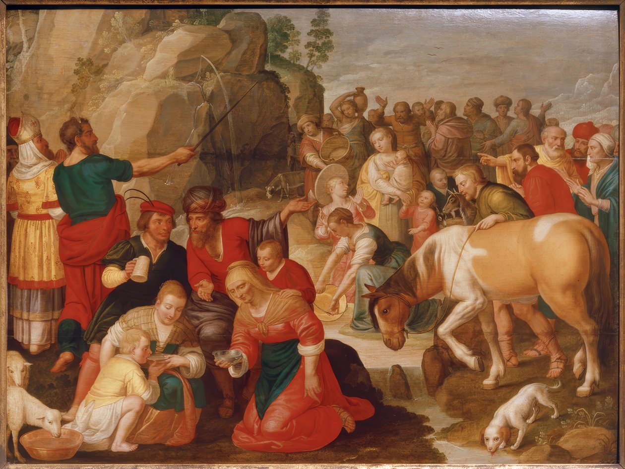 Moses Striking Water from the Rock by Adam van Noort