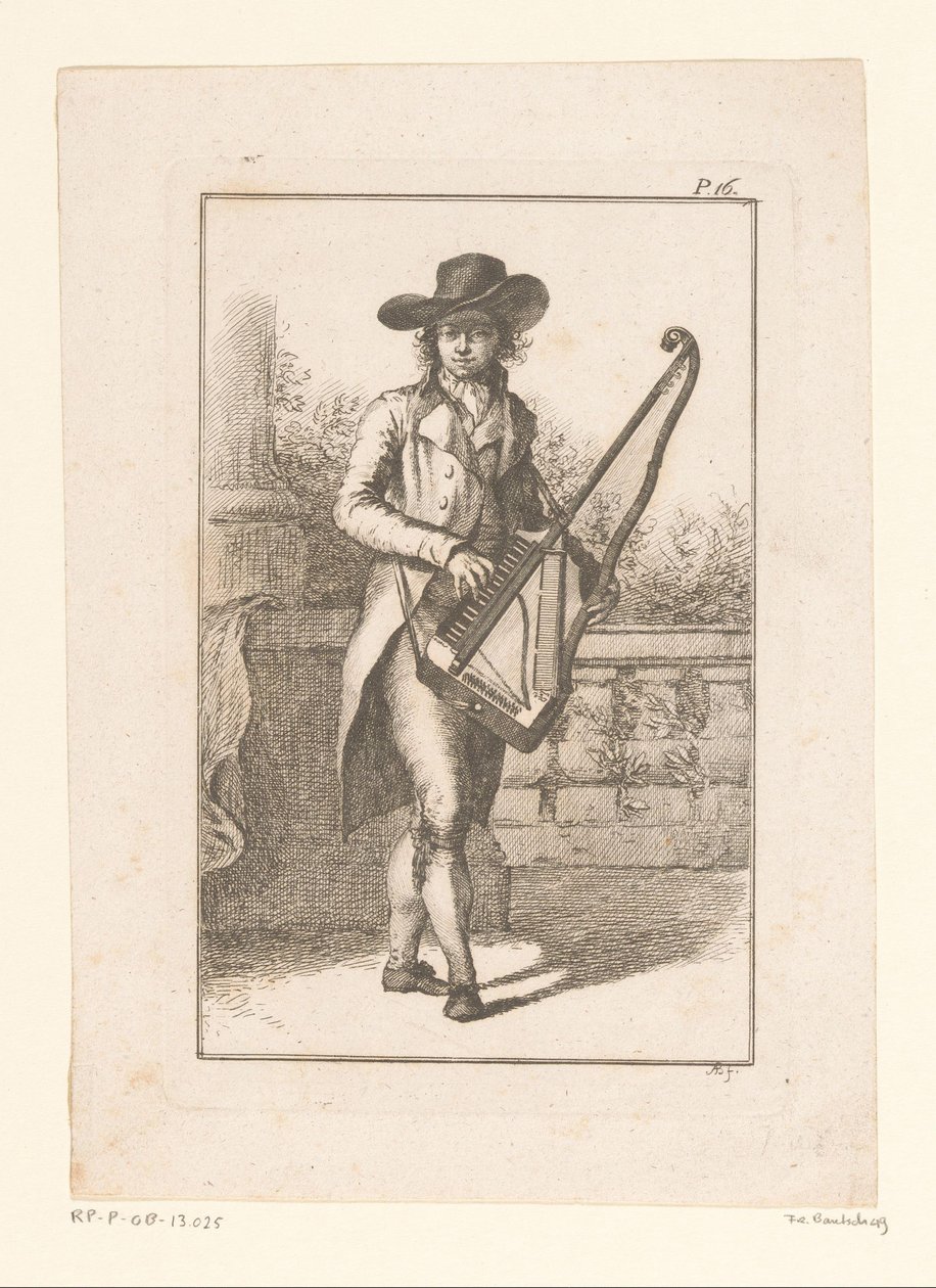 Young Man Playing an Orphica by a Balustrade by Adam von Bartsch