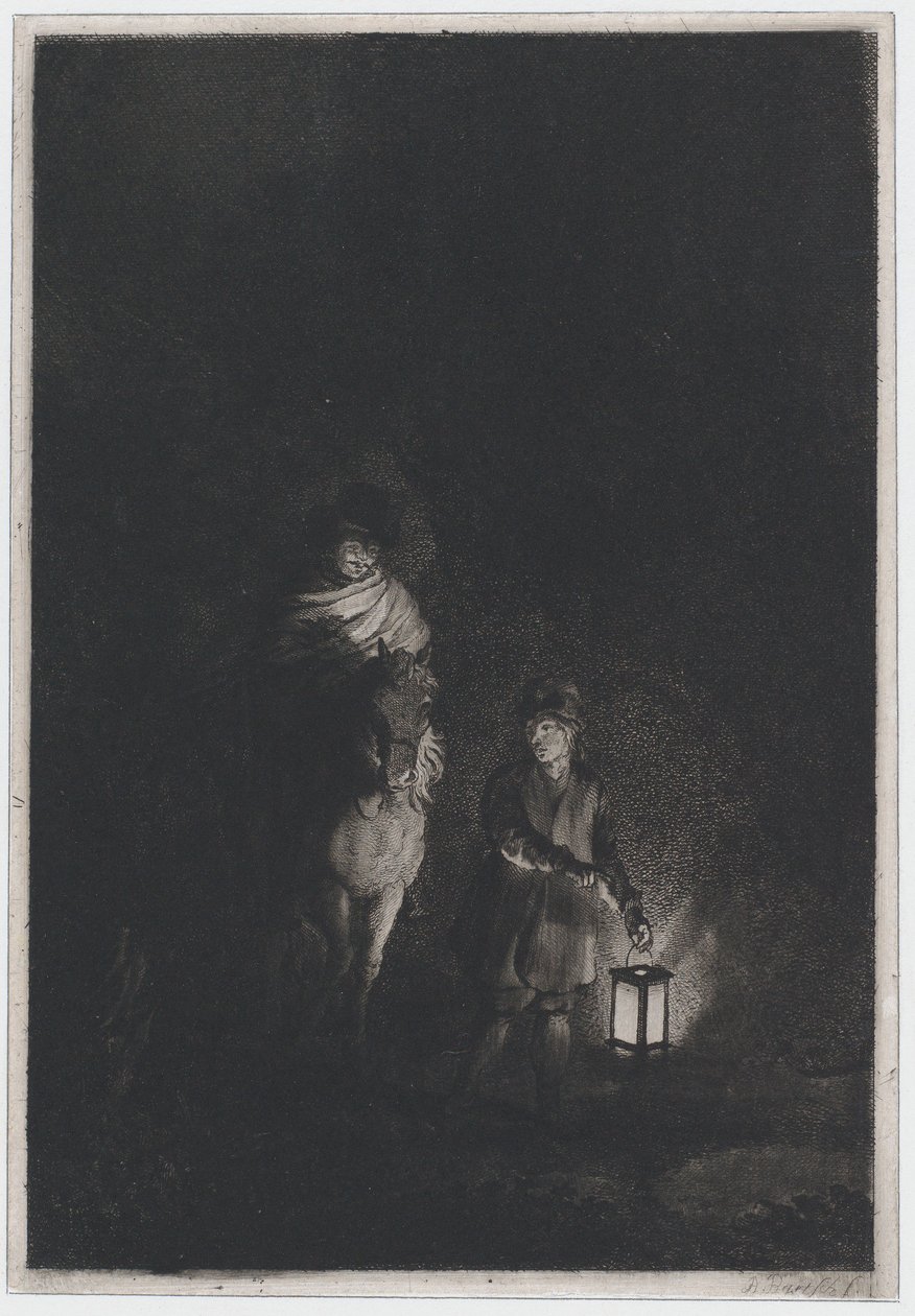 Rider and Boy with Lantern by Adam von Bartsch