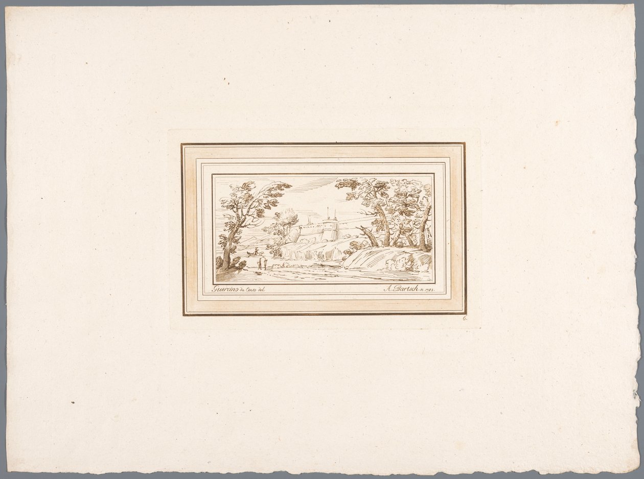 River Landscape with the Wall of a Fortress by Adam von Bartsch