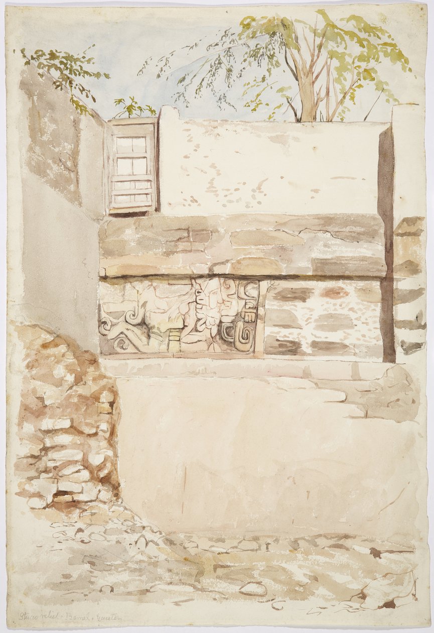 A Stone Relief in a House Wall from Izamal, Yucatan, Mexico by Adela Breton