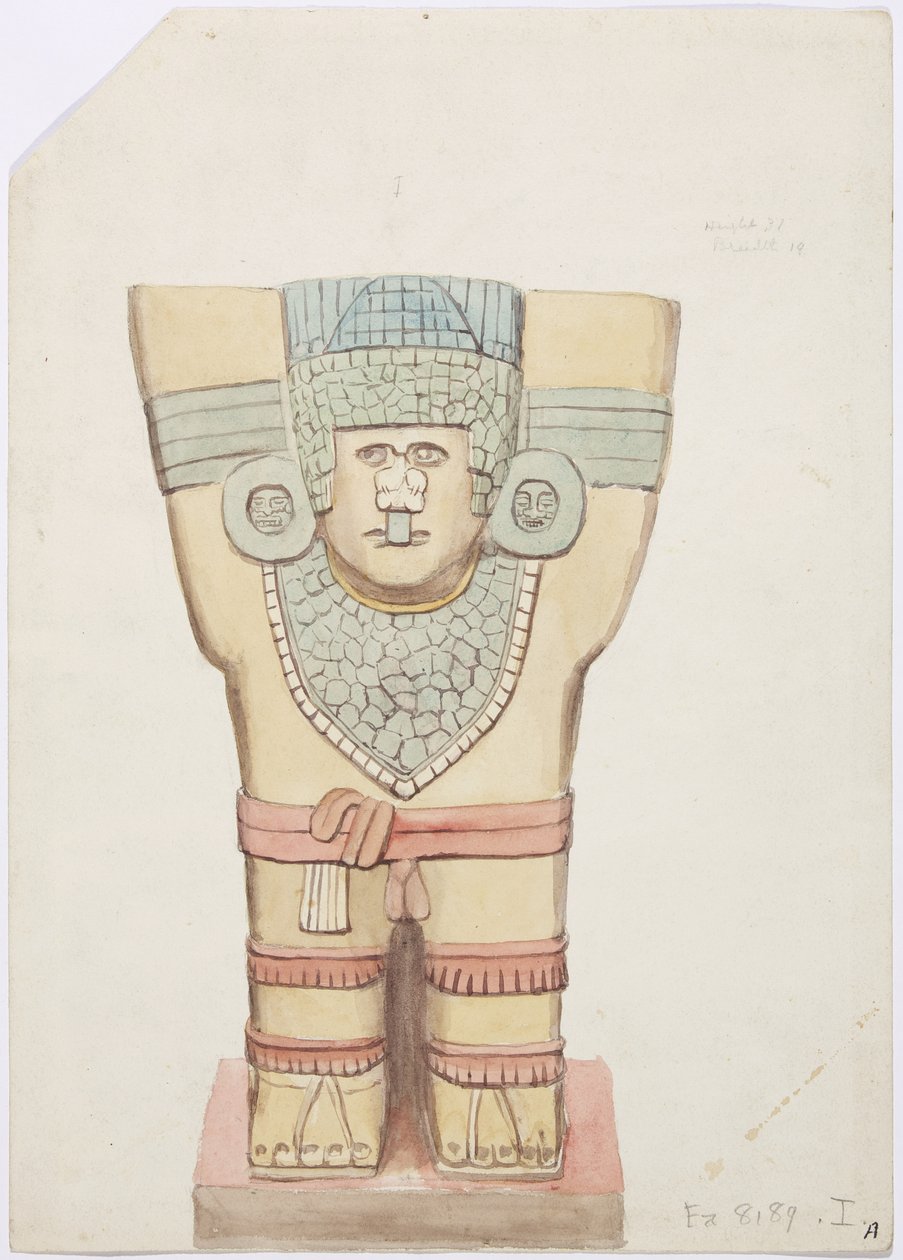 Caryatid I, outer chamber, Upper Temple of the Jaguars (Temple A), Chichen Itza, Mexico by Adela Breton