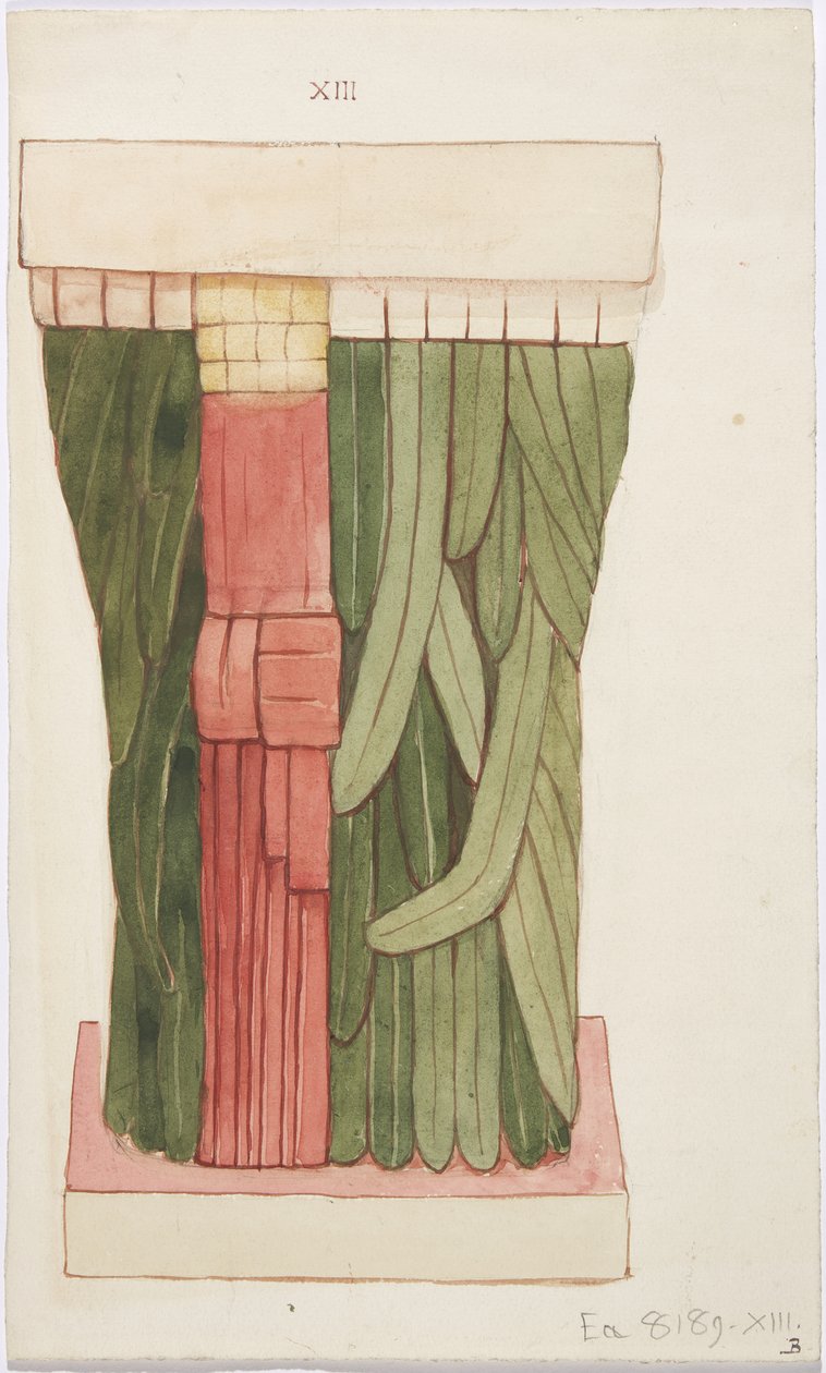 Caryatid from the Outer Chamber, Temple A, Ball Court Temple, Chichen Itza, Mexico by Adela Breton