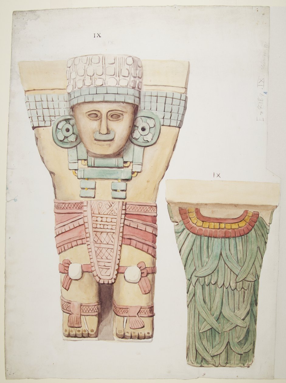 Caryatid from the Outer Chamber, Temple A, Ball Court Chichen Itza, Mexico by Adela Breton