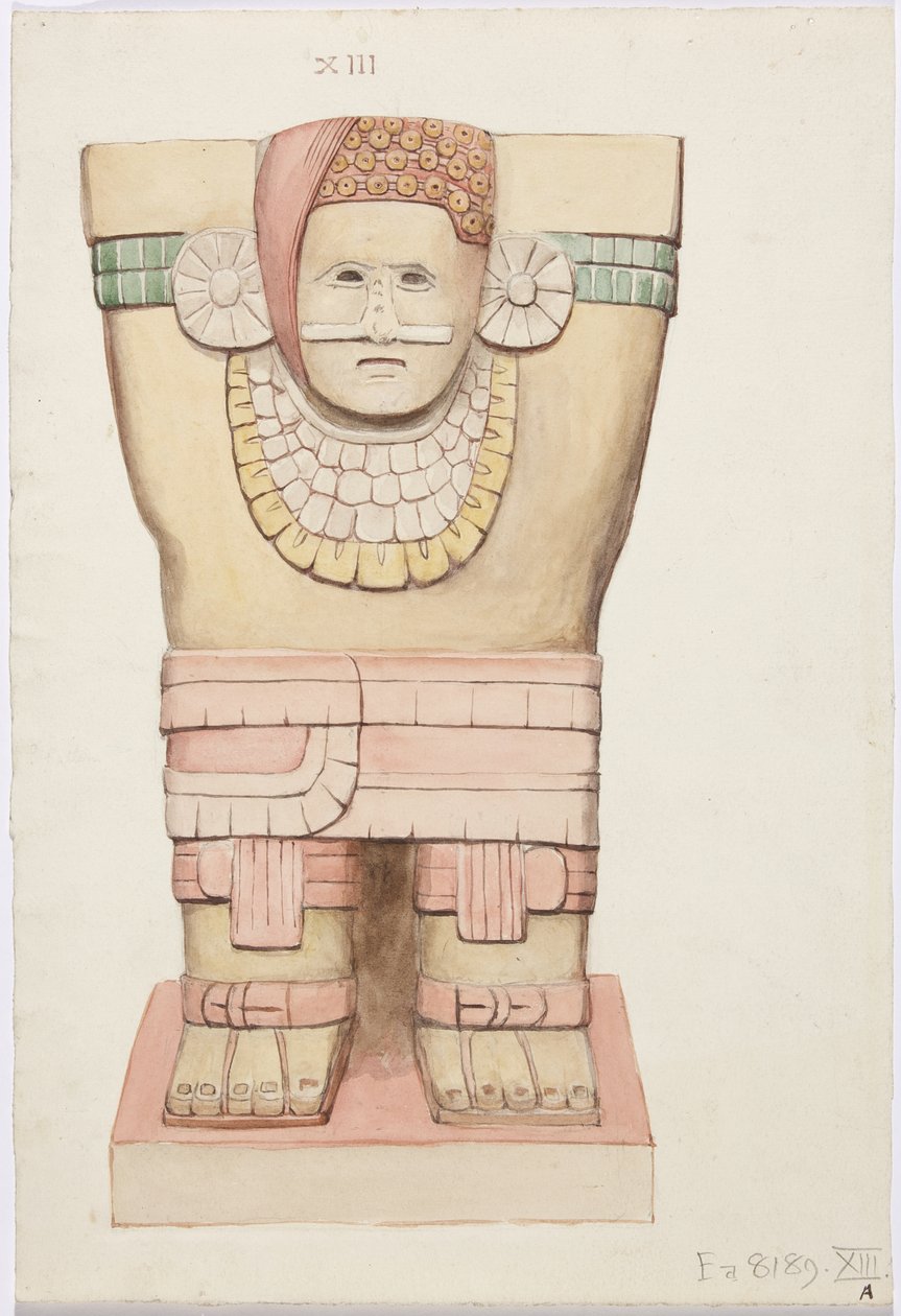Caryatid from the Outer Chamber, Temple A, Ball Court Temple, Chichen Itza, Mexico by Adela Breton