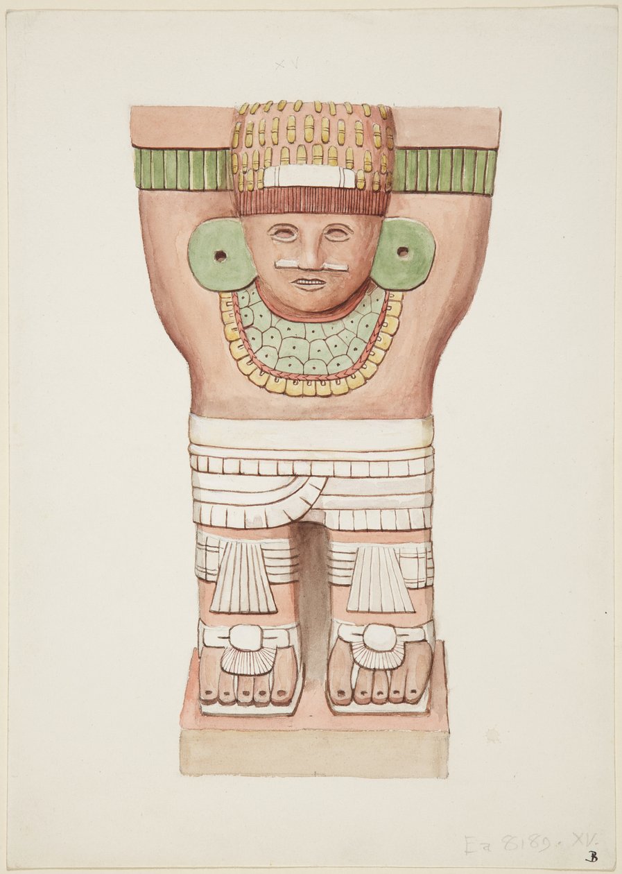 Caryatid from the Outer Chamber, Temple A, Ball Court Temple, Chichen Itza, Mexico by Adela Breton