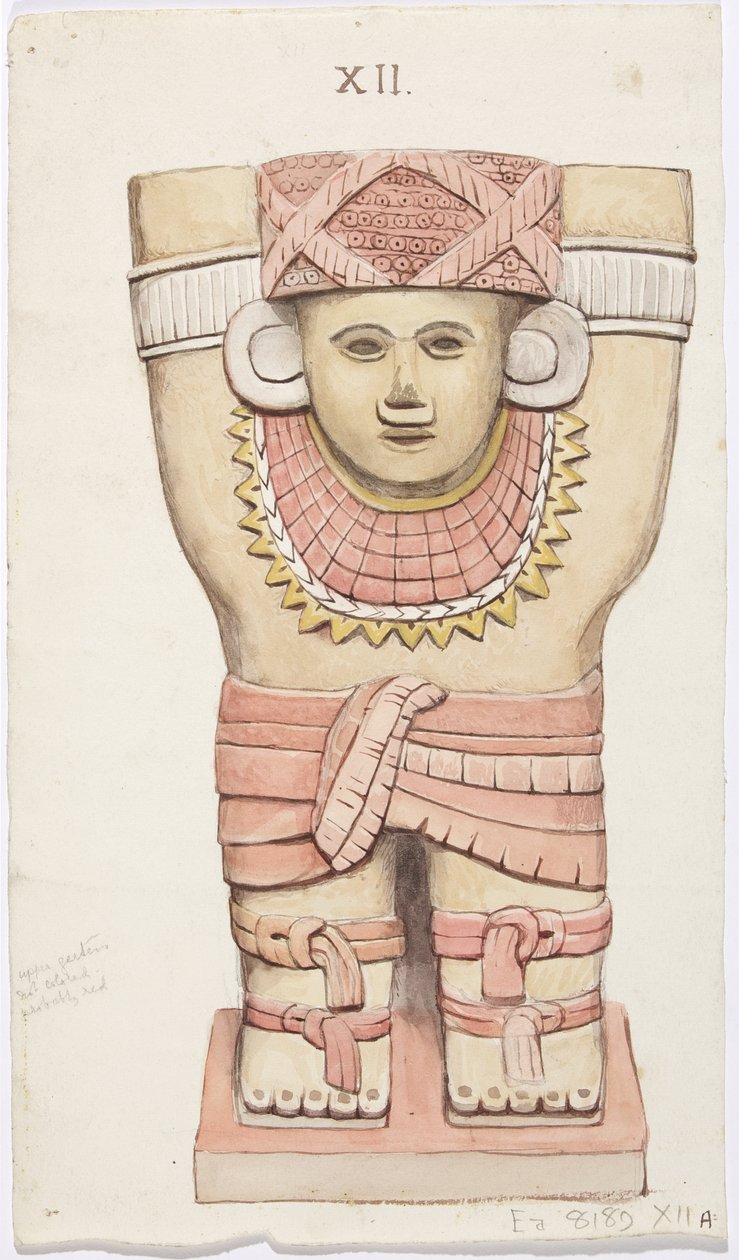 Caryatid from the Outer Chamber, Temple A, Ball Court, Chichen Itza, Mexico by Adela Breton