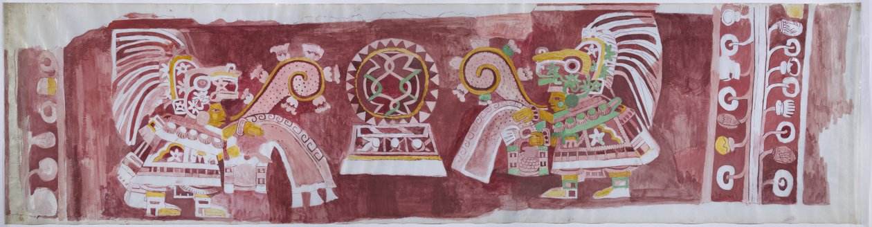 Copy of a Wall Painting from the Casa de Barrios at Teopancaxco, Teotihuacan, Mexico State by Adela Breton