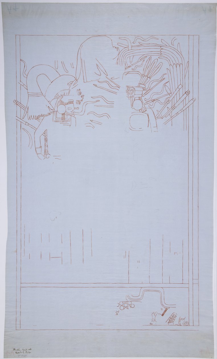 Copy of a wall painting from the East Wall, Upper Temple of the Jaguars, Chichen Itza Mexico by Adela Breton