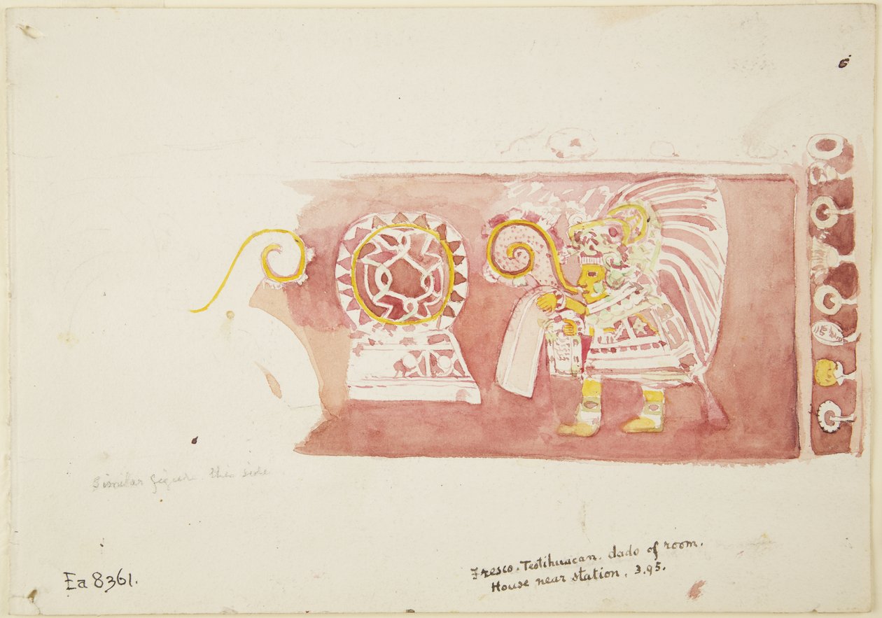 Fresco from Casa de Barrios, Teopancaxco, Teotihuacan, Mexico by Adela Breton