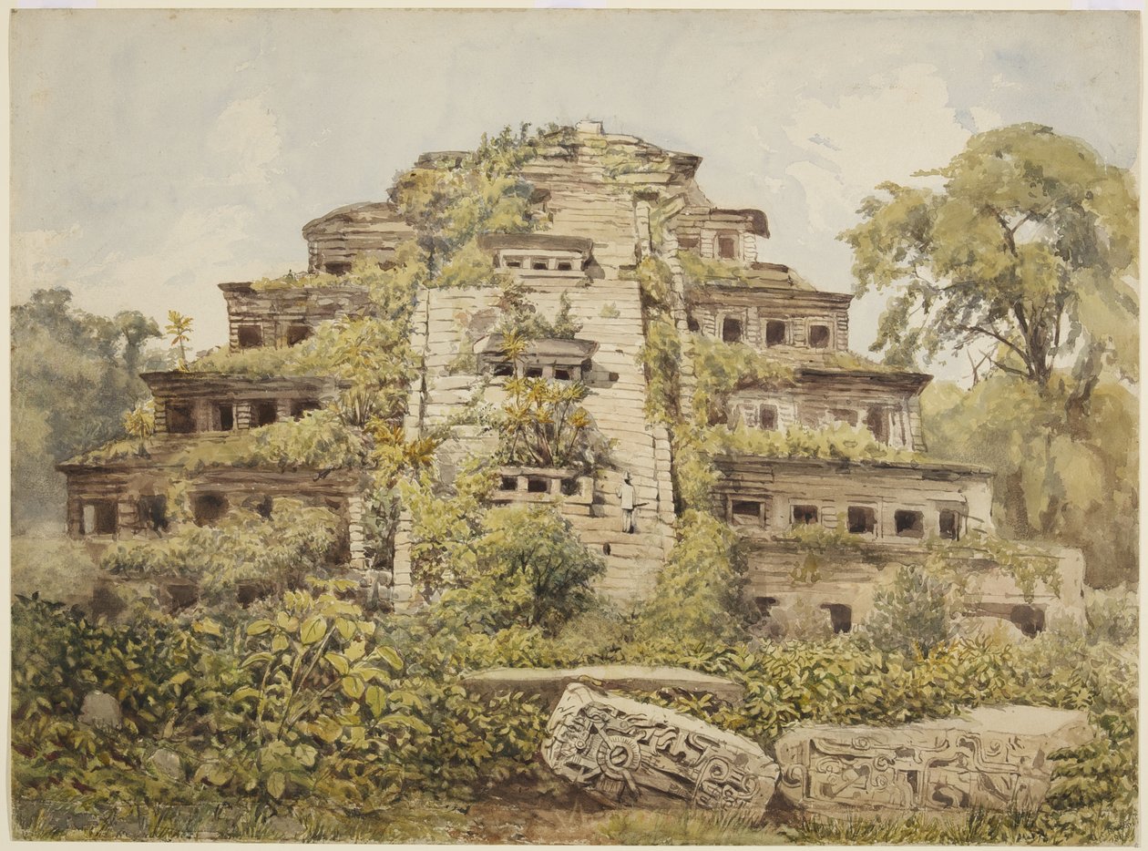 Ruined Temple (Pyramid of the Niches) at El Tajin, Papantla, Mexico by Adela Breton