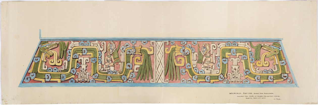Stone Relief from Xochicalco, Mexico South Face of Cerro Colorado, Tehuacan by Adela Breton