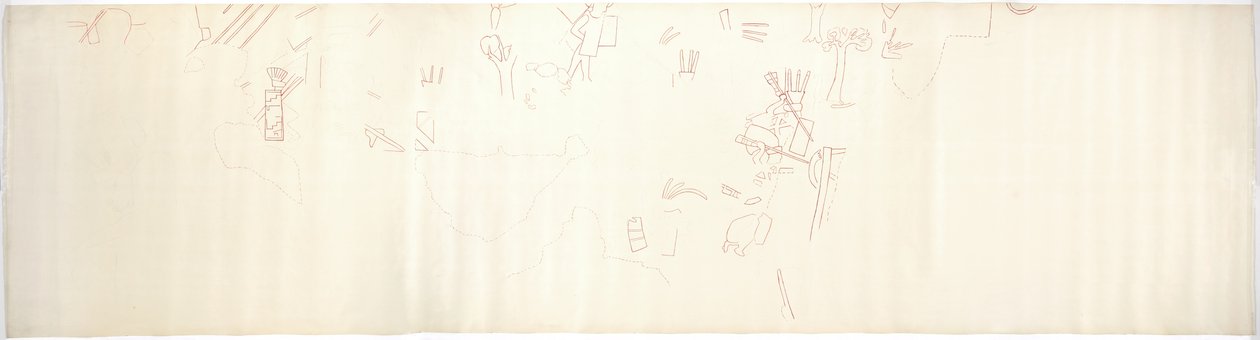 Tracing of a Wall Painting from East Wall, Upper Temple of the Jaguars Chichen Itza, Mexico by Adela Breton
