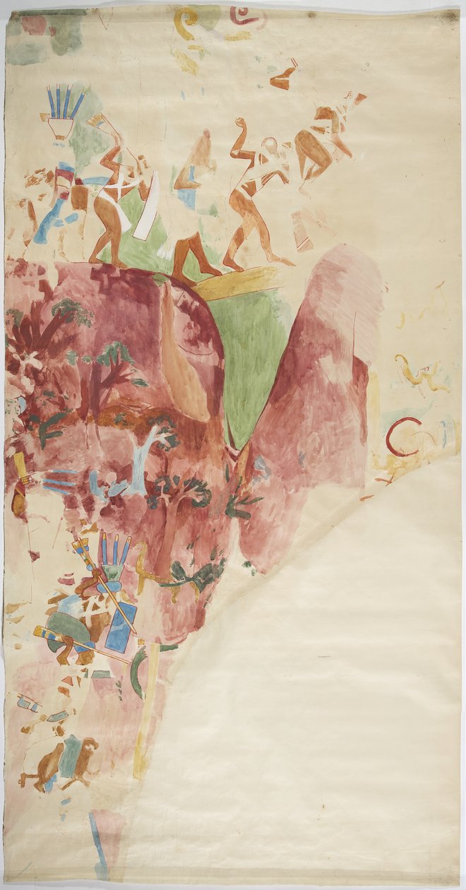 Tracing of a Wall Painting from the East Wall, Upper Temple of the Jaguars, Chichen Itza, Mexico by Adela Breton
