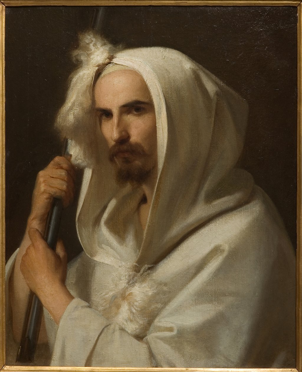 Portrait of an Arab with a Rifle and a Barracano 1849 by Adeodato Malatesta or Malatesti