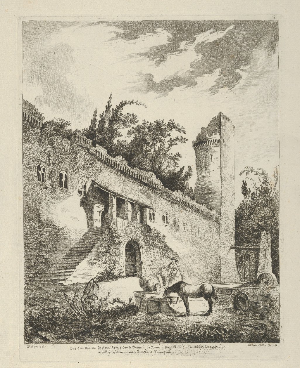 View of an Ancient Castle Situated on the Road from Rome to Naples by Adélaide Allou