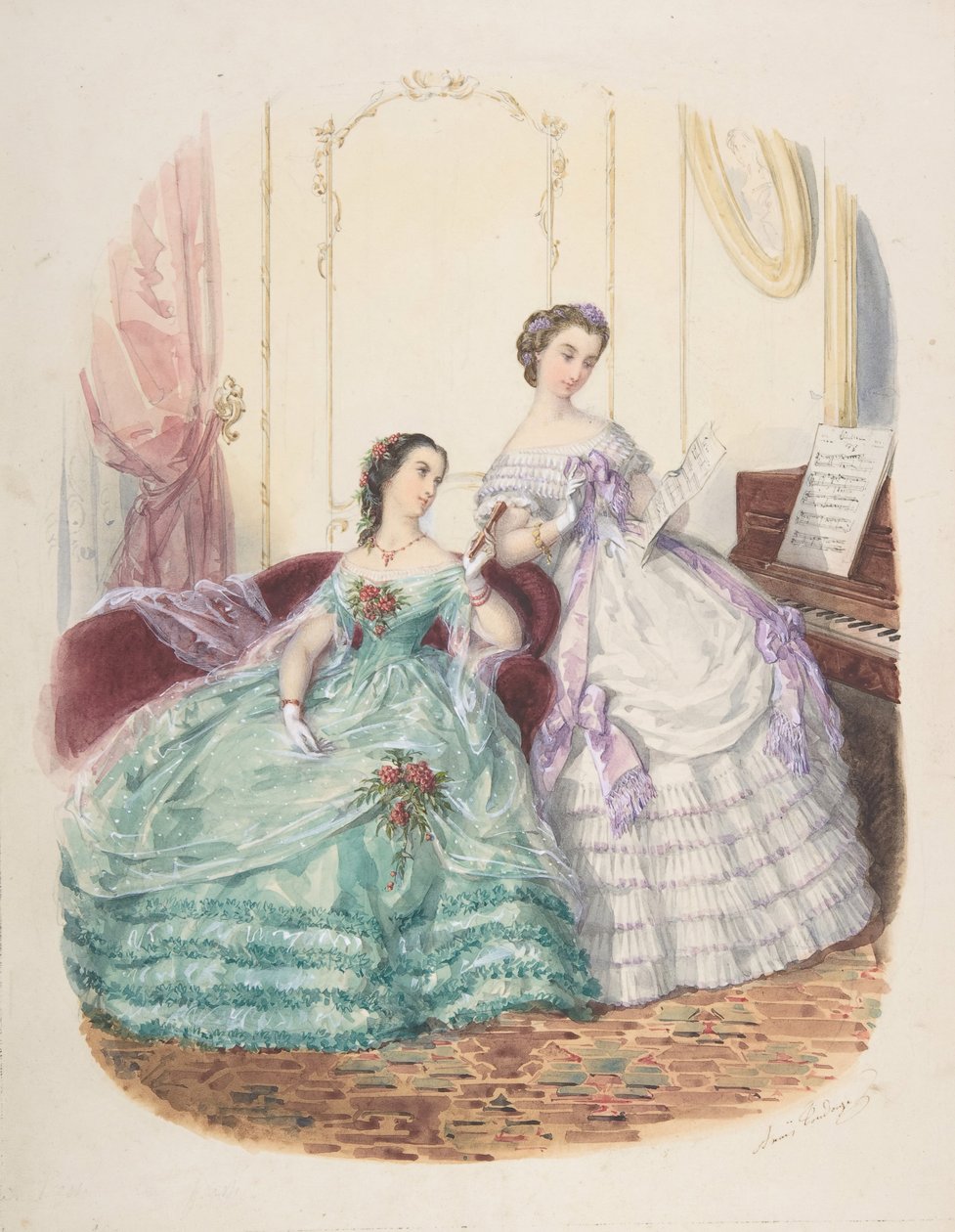 Fashion Study: Two Women in Evening Dress by Adèle Anaïs Colin