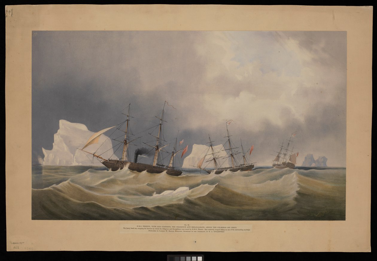 H.M.S. Phoenix with Her Consorts, The Diligence and Breadalbane, Among the Icebergs by Admiral Edward Augustus Inglefield