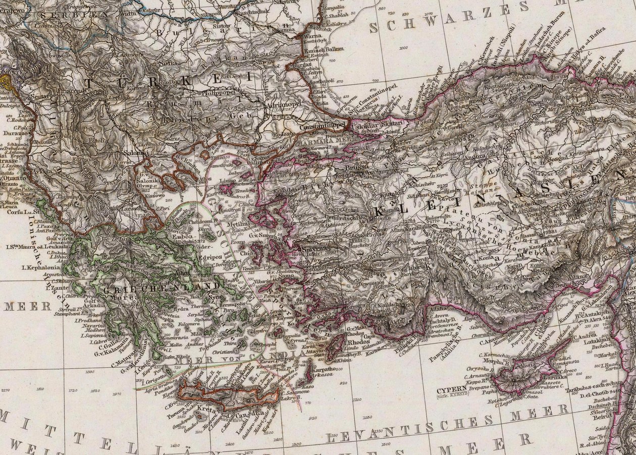 The Mediterranean Sea and North Africa. Scale 1 by Adolf Stieler