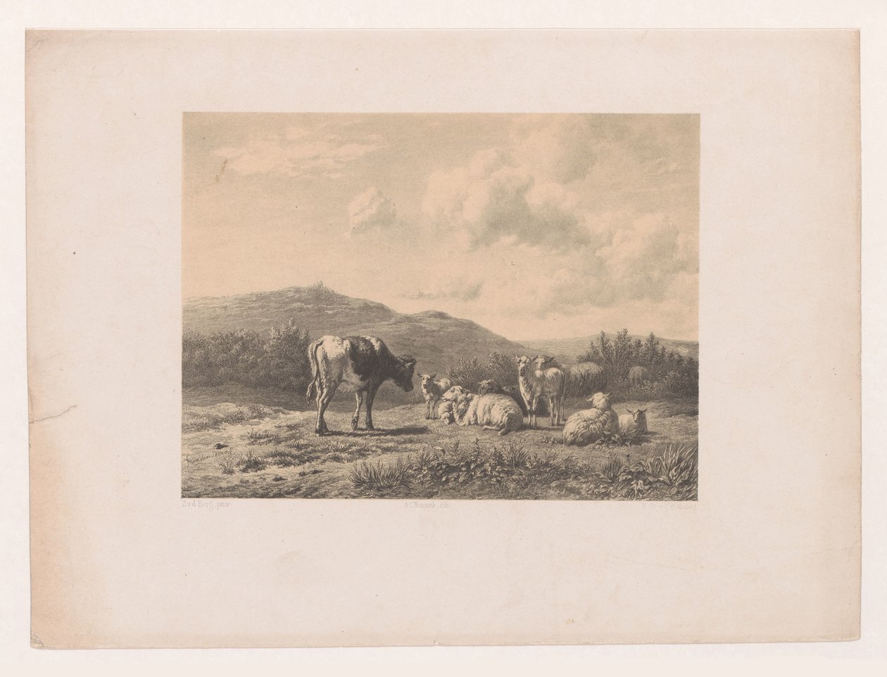 Landscape with Cattle by Adolf Carel Nunnink