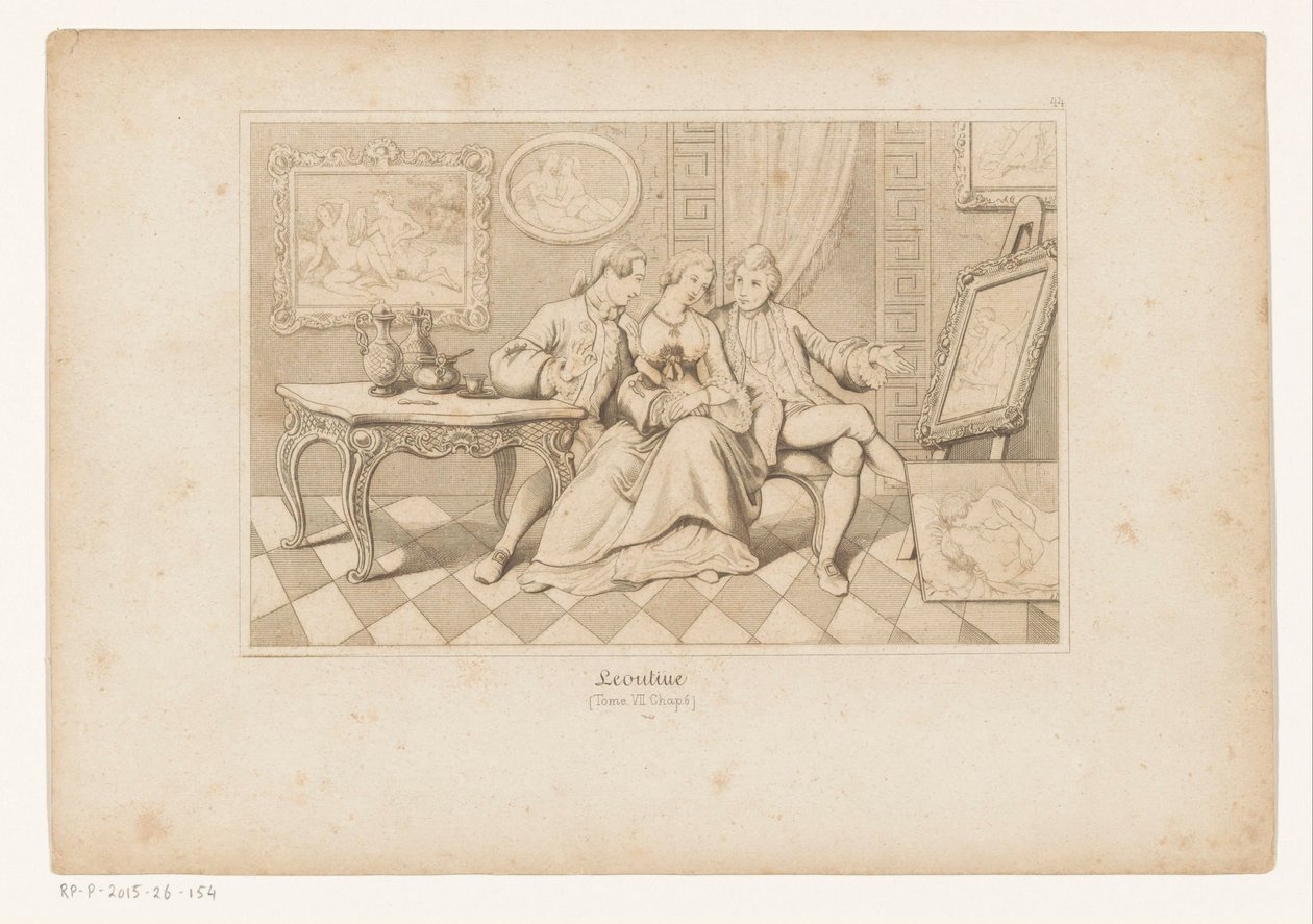 Casanova and the Duke of Matalone Looking at Erotic Art with Leonilde by Adolf Gnauth