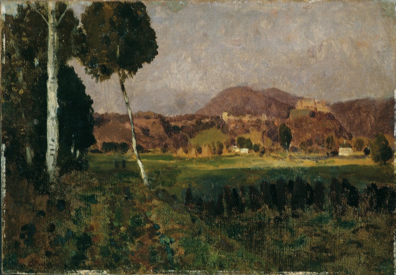 Hohensalzburg Castle with Gaisberg by Adolf Gustav Ditscheiner