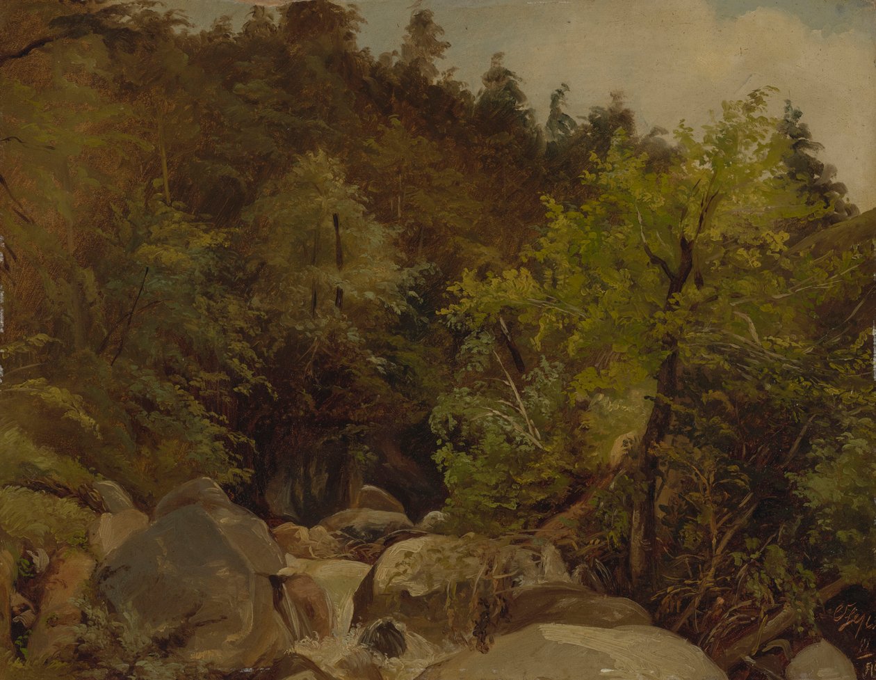 Waterfall near Ohlstadt by Adolf Heinrich Lier