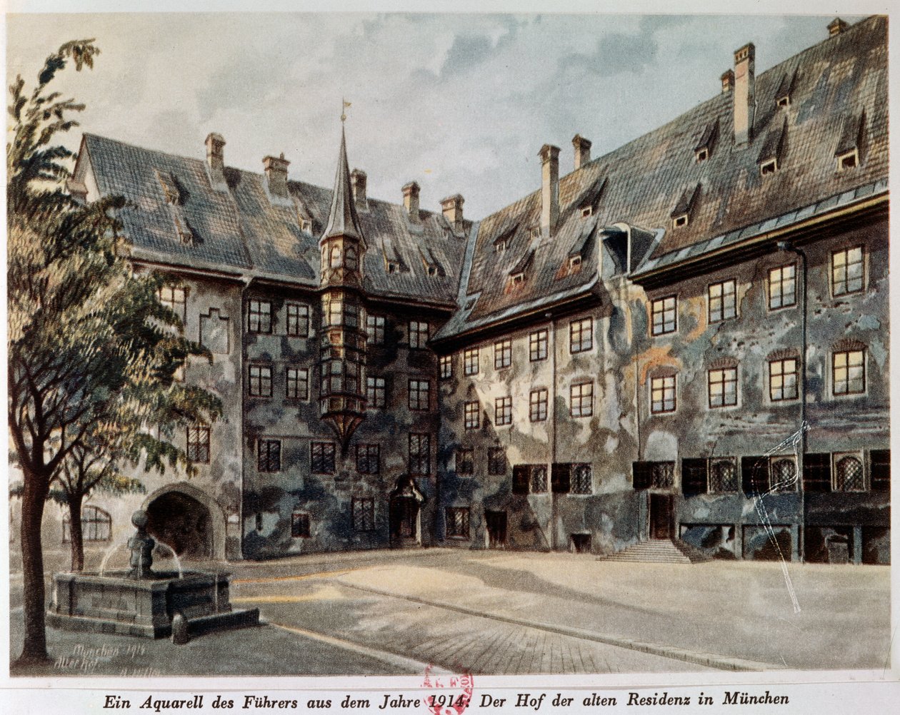 The Courtyard of the Old Residenz in Munich by Adolf Hitler