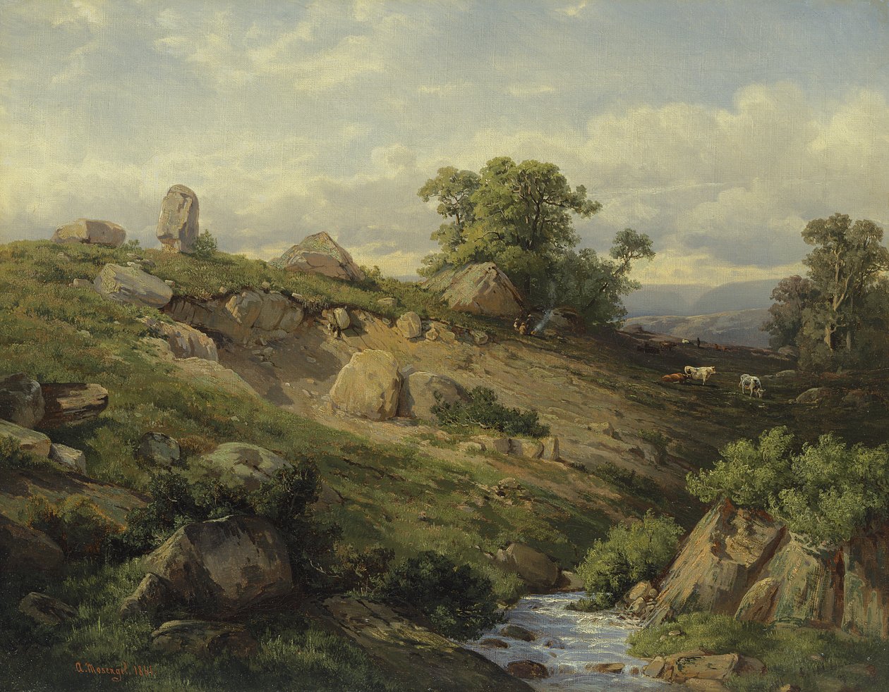 Valley Slope with Rock Fall, 1861 by Adolf Mosengel