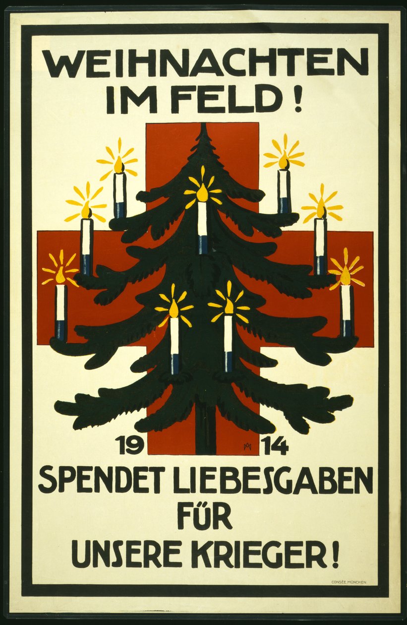 Christmas Campaign by the German Red Cross Asking for Packages to Send to Troops on the Frontline, Published in Munich by Adolf Munzer
