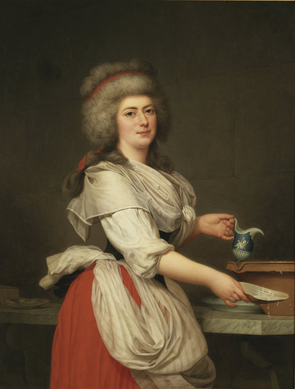 Madame Adelaide Aughie, friend of Queen Marie Antoinette, as a dairymaid at Trianon by Adolf Ulrich Wertmuller