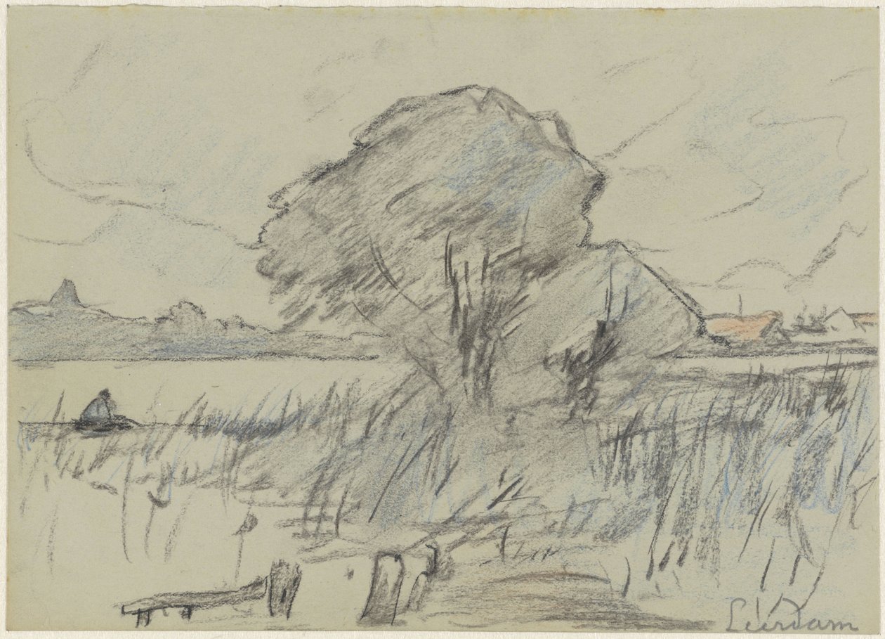 Landscape near Leerdam by Adolf le Comte
