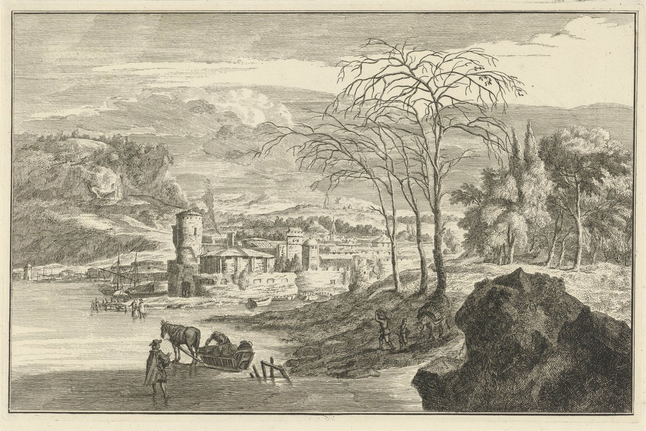Winter Landscape with View of a City (Italian and German Landscapes) by Adolf van der Laan