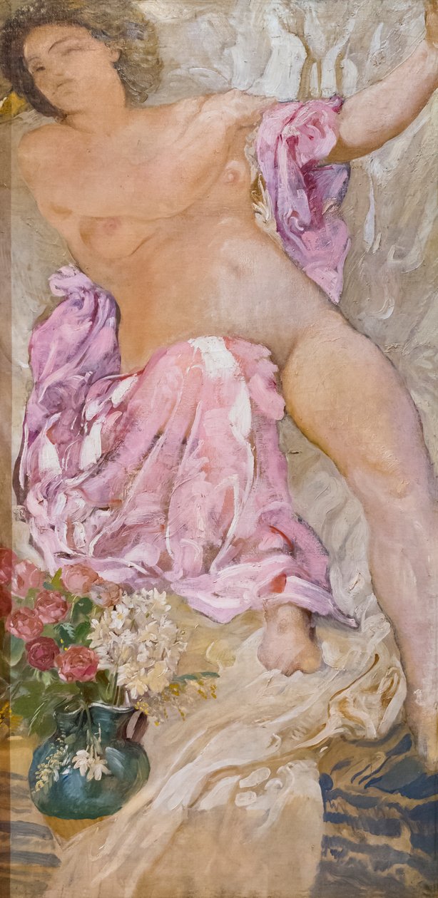 Woman with flowers / naked woman with roses by Adolfo de Carolis