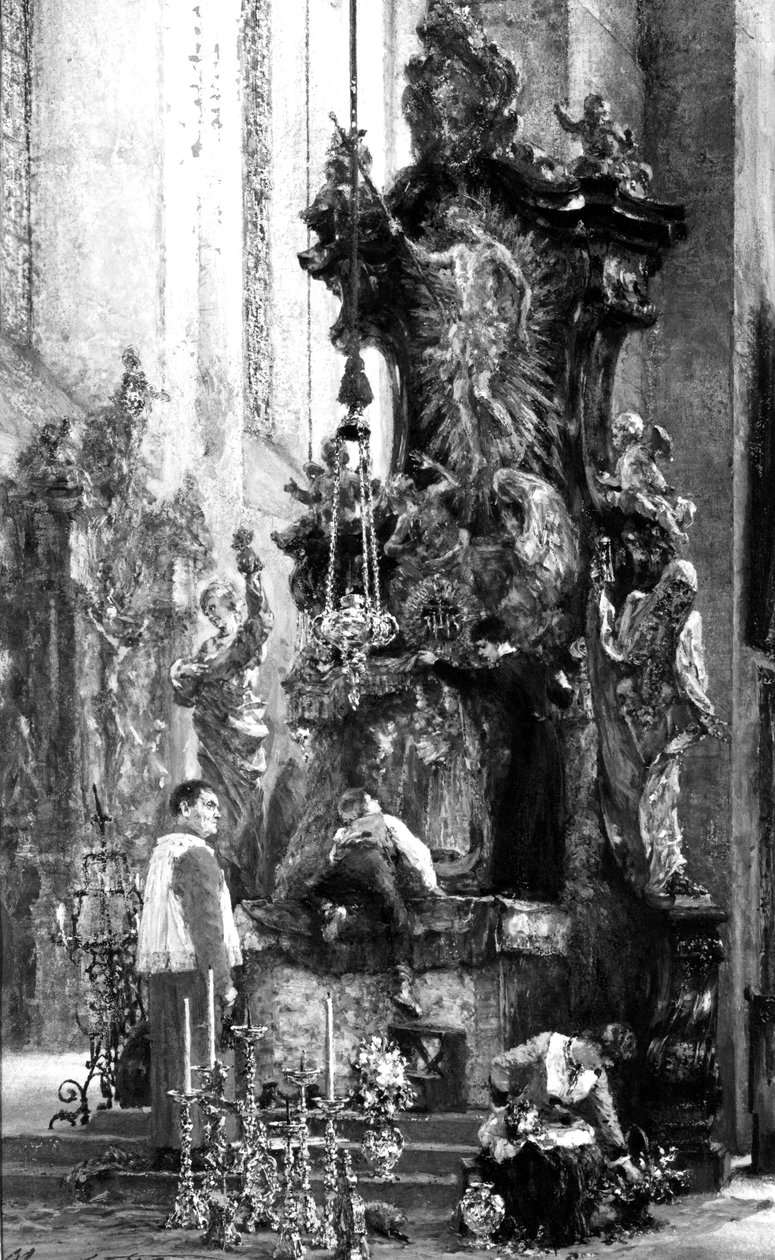 Drawing of an Altar by Adolph Menzel