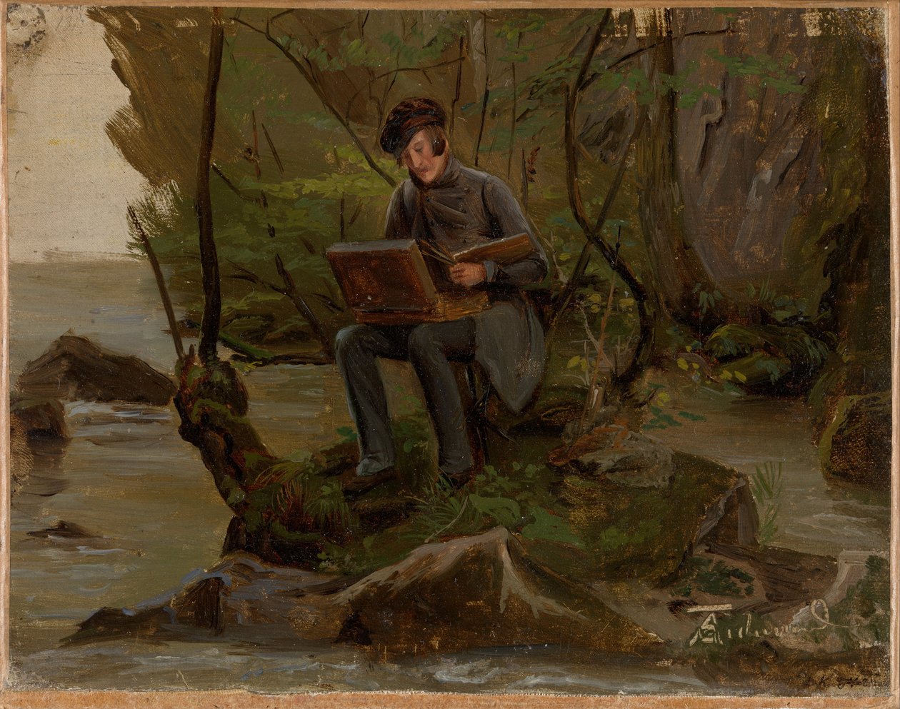 A Painter at His Paint Box by Adolph Tidemand
