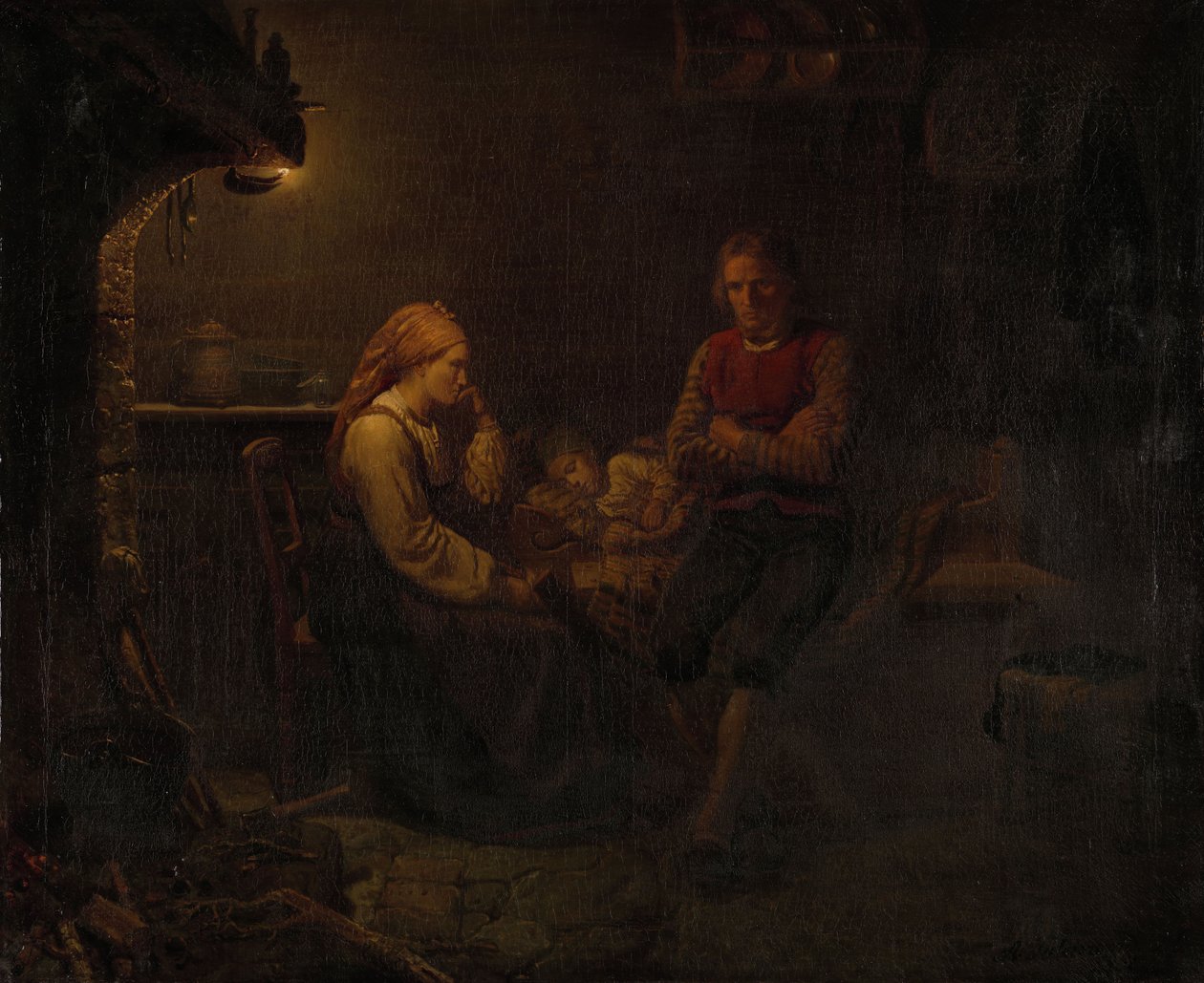 The Sick Child by Adolph Tidemand