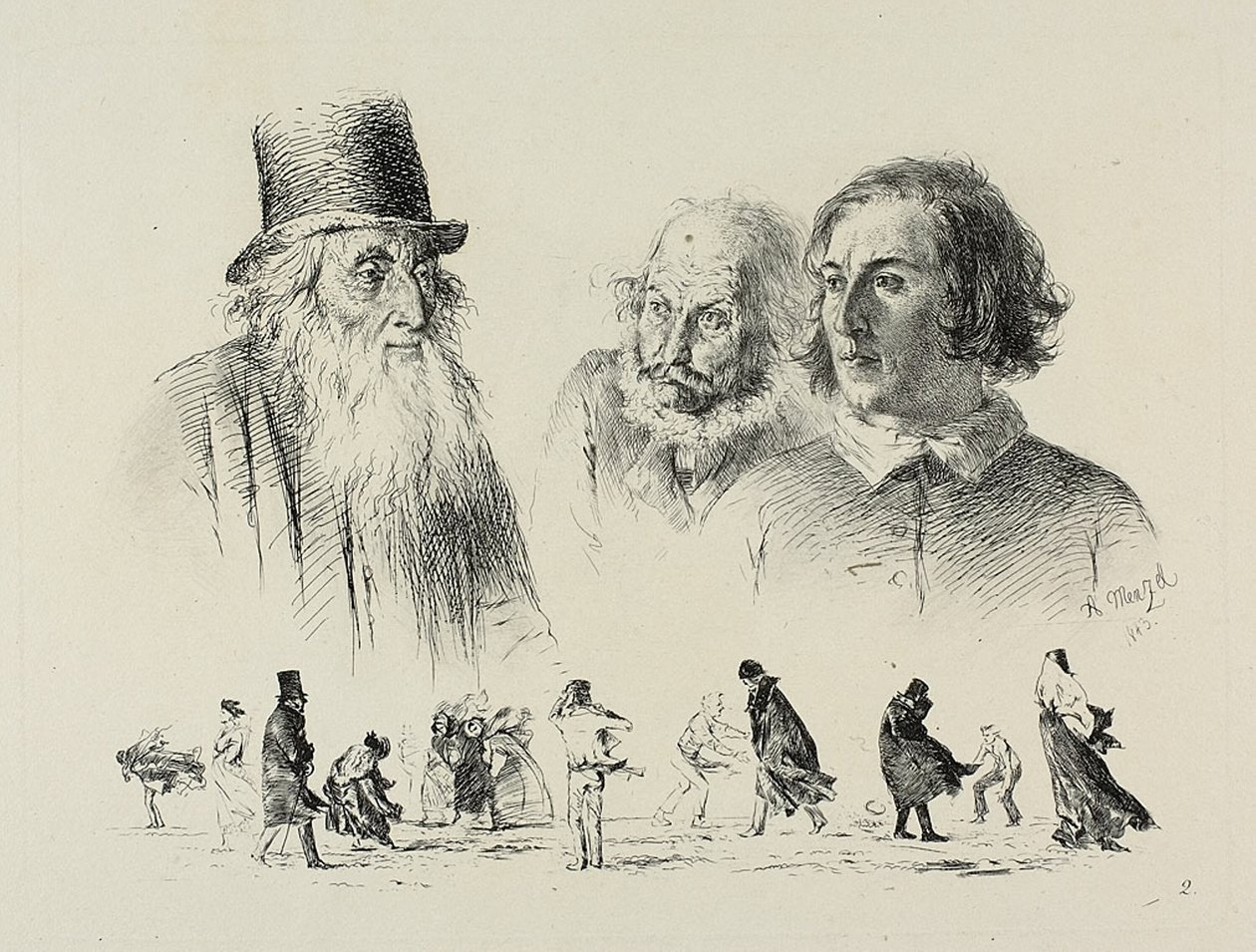 Plate Two, from Radierversuche by Adolph Menzel