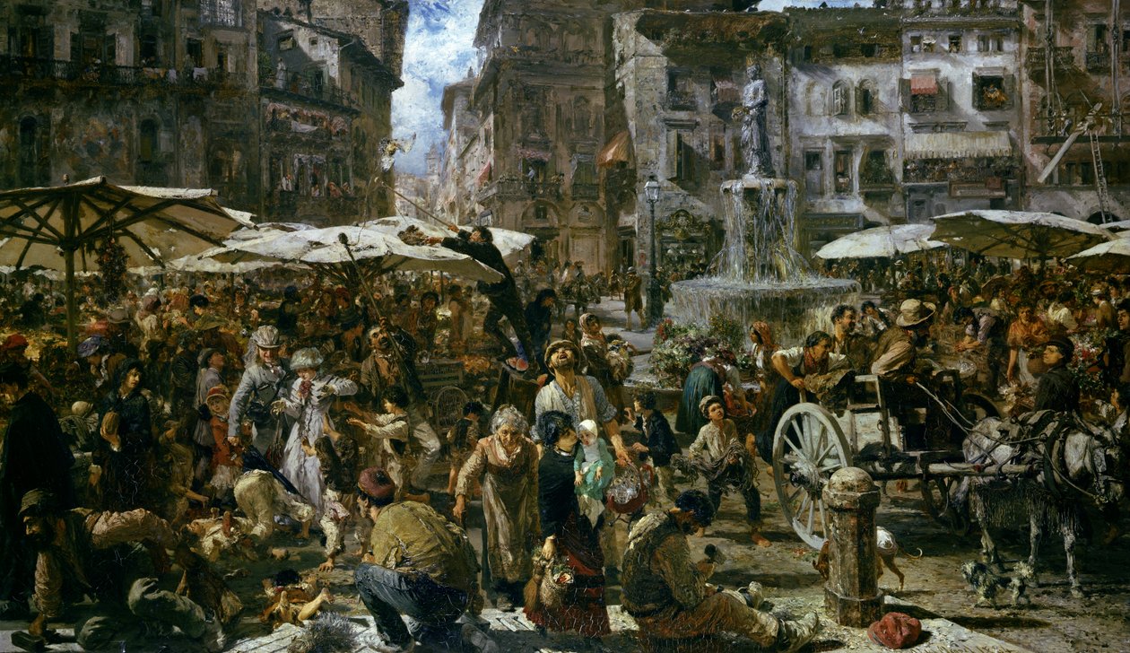 The Market of Verona by Adolph Menzel