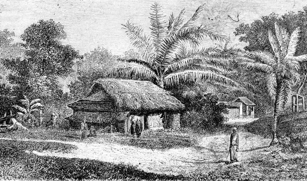Village in Valley of Colombo, Sri Lanka by Adolph Hermann & Robert (after) Schlagintweit